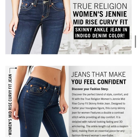 True Religion NEW Jennie Curvy Mid-Rise Skinny Jean- Women’s 29 - Picture 12 of 12